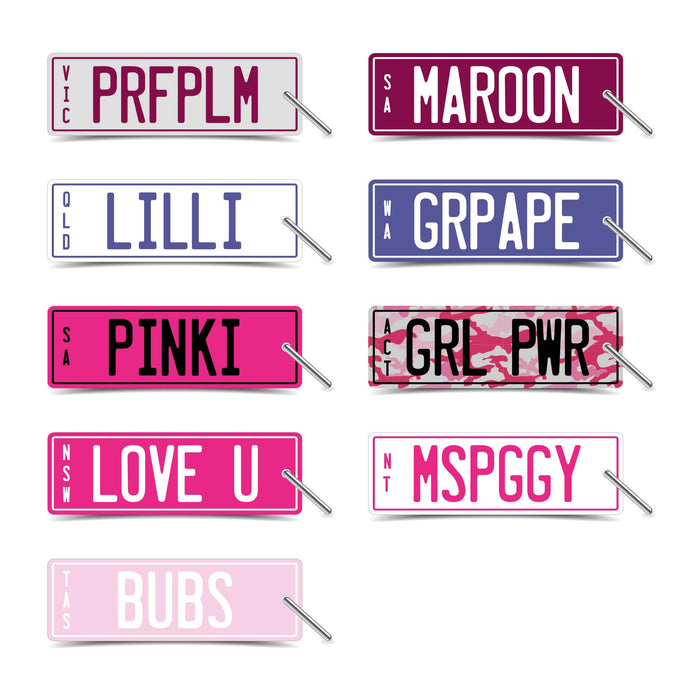 PVC Laser Etched Waterproof Custom Personalised Ride On Mini Number Plate Key Ring Tag
