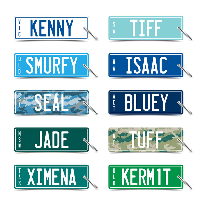 PVC Laser Etched Waterproof Custom Personalised Ride On Mini Number Plate Key Ring Tag