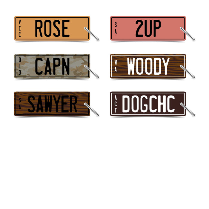 PVC Laser Etched Waterproof Custom Personalised Ride On Mini Number Plate Key Ring Tag
