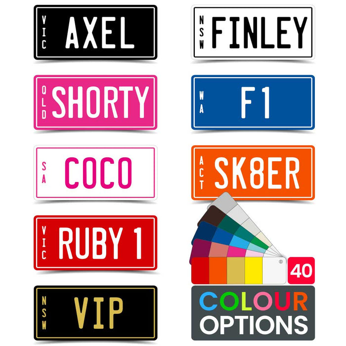 PVC Laser Etched Waterproof Custom Personalised Ride On Mini Number Plate