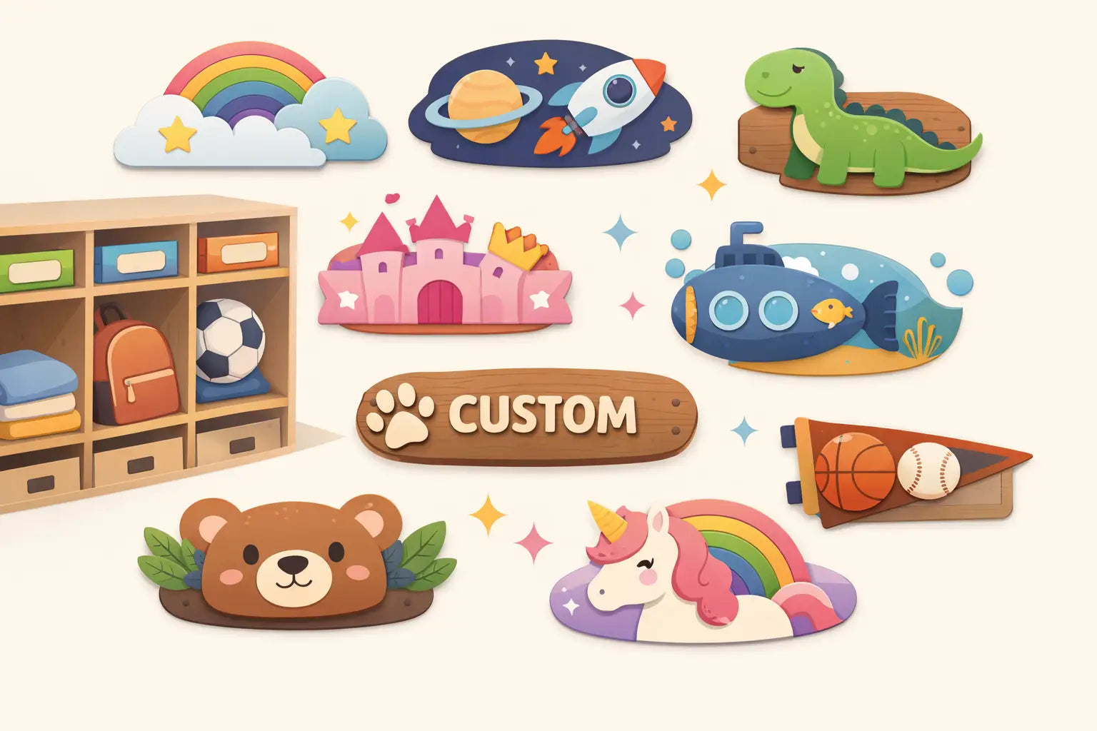 7 Best Custom Signs for Cubbies That Kids Love