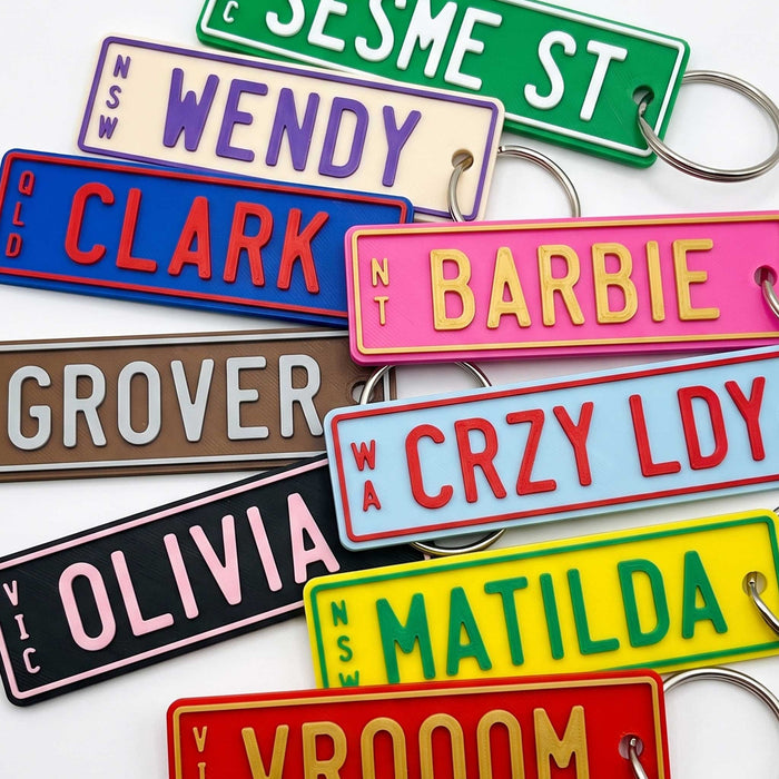 PLA ECO Printed Waterproof Custom Personalised Ride On Mini Number Plate Key Ring