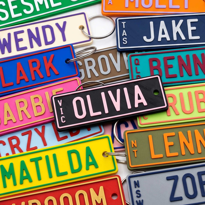 PLA ECO Printed Waterproof Custom Personalised Ride On Mini Number Plate Key Ring